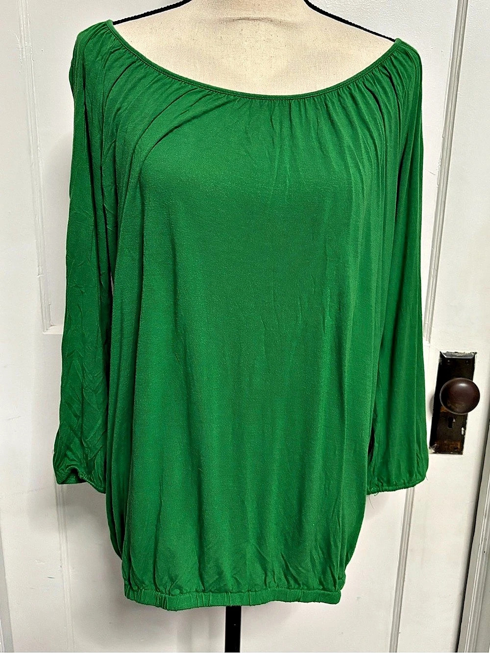 NY & Company Green Long Sleeve Blouse Size Large